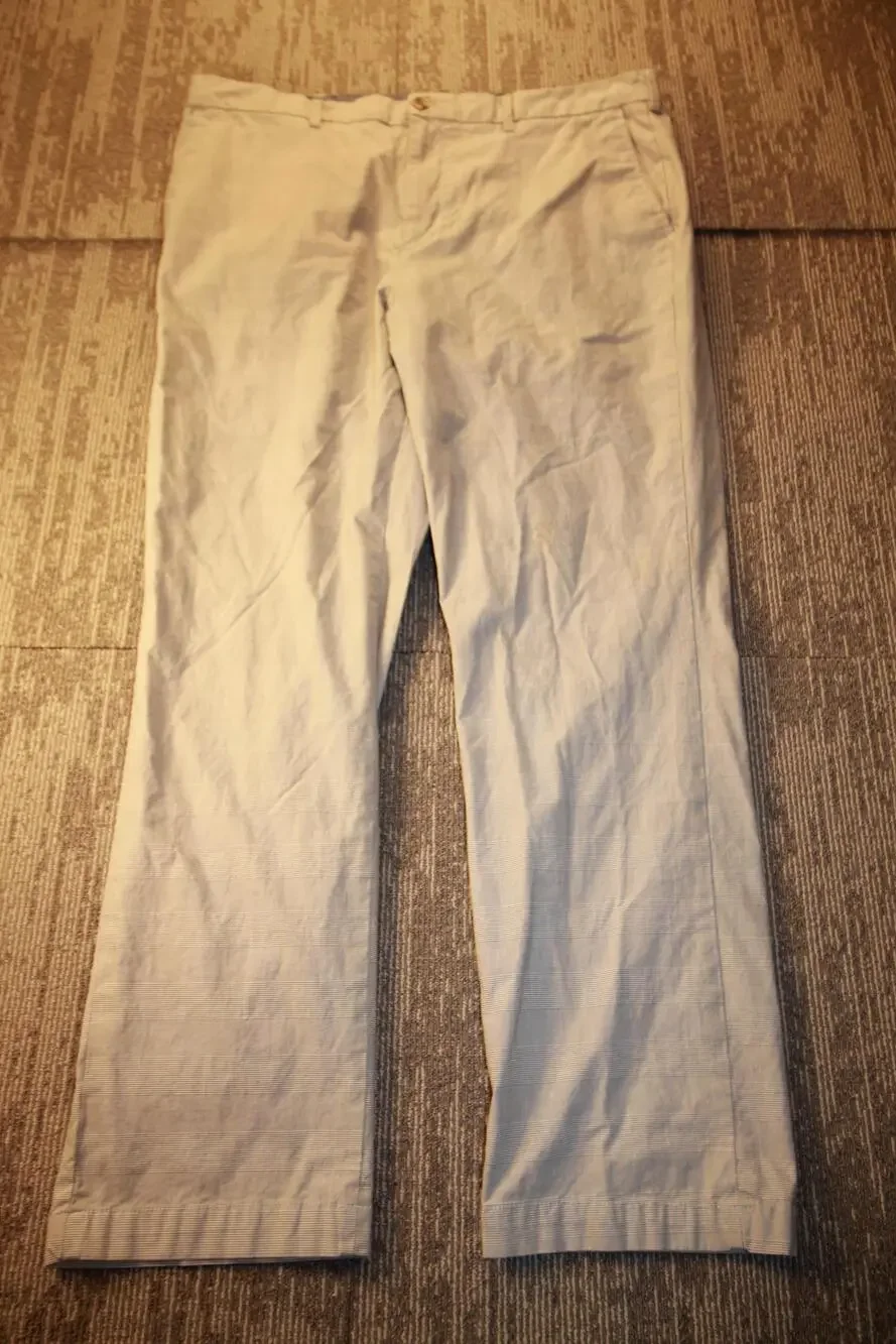 Banana Republic Pants Mens 38x32 Beige Check Chino Slim Fit Straight Leg Casual